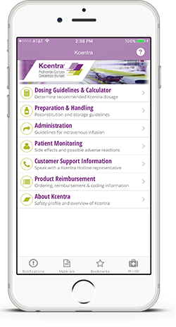 Kcentra Quick Guide App